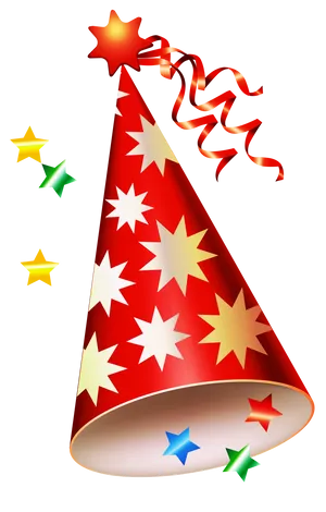 Festive Red Party Hatwith Stars PNG Image