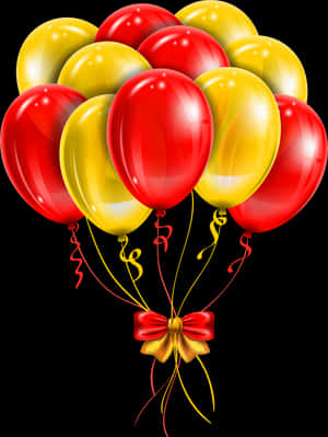 Festive Redand Yellow Balloons Bunch PNG with transparent background
