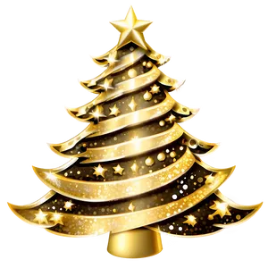 Festive Shimmering Gold Christmas Tree Png Vms PNG Image