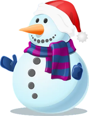 Festive Snowman Cartoon PNG Image