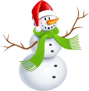 Festive Snowman Illustration PNG Image