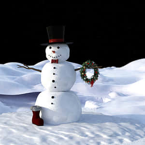 Festive Snowman Night Scene PNG image with transparent background