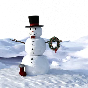 Festive Snowman Night Scene PNG Image