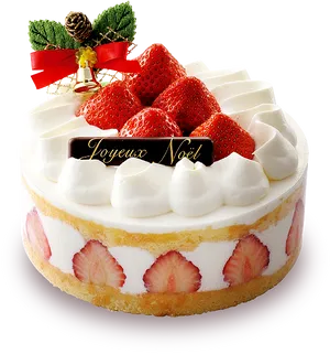 Festive Strawberry Christmas Cake PNG Image