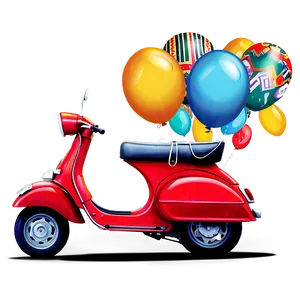 Festive Vespa With Balloons Png Bms80 PNG Image