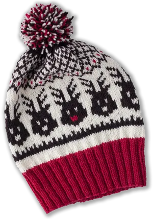 Festive Winter Knit Hat PNG Image