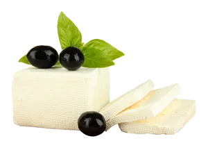 Feta Cheesewith Olivesand Basil PNG Image