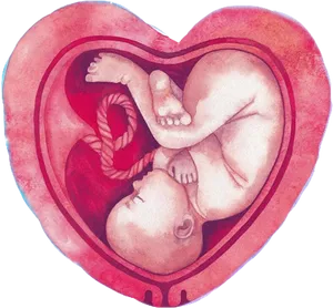 Fetal_ Embrace_in_ Heart_ Shaped_ Womb PNG Image