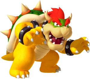 Fierce_ Bowser_ Character_ Render PNG Image