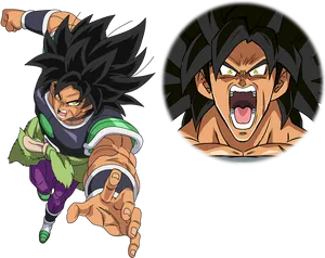 Fierce Broly Action Pose PNG Image