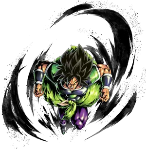 Fierce Broly Charging Forward PNG Image