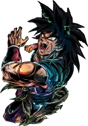 Fierce Broly Power Up Artwork PNG Image