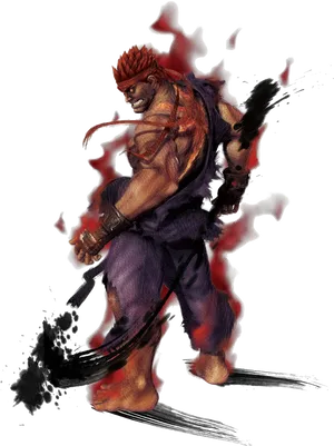 Fierce Red Fighter Art PNG Image