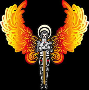 Fiery Angel Knight Illustration PNG image with transparent background