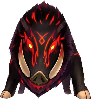 Fiery Boar Creature Artwork PNG Image