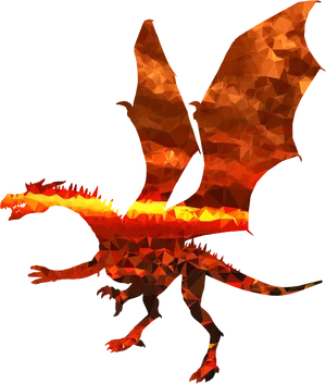 Fiery Dragon Geometric Art PNG Image