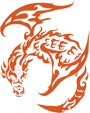 Fiery Dragon Tattoo Design PNG Image