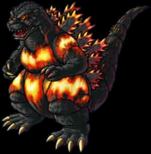 Fiery_ Godzilla_ Illustration PNG image with transparent background