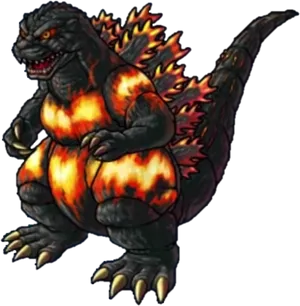 Fiery_ Godzilla_ Illustration PNG Image