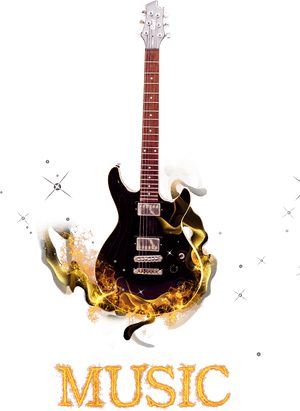 Fiery Guitar Music Artwork PNG image with transparent background