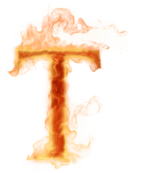 Fiery Letter T Flame Effect PNG image with transparent background