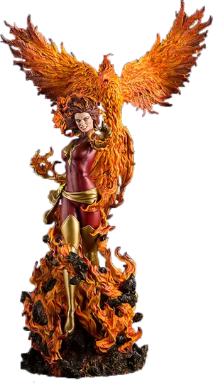 Fiery Phoenix Fantasy Figure PNG Image