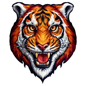 Fiery Tiger Face Emblem Png Vir PNG Image