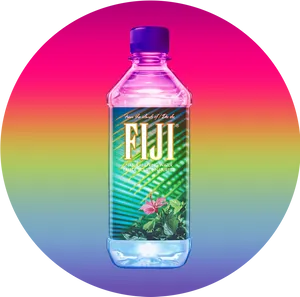 Fiji Water Bottle Rainbow Background PNG Image