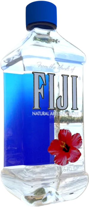 Fiji Water Bottlewith Flower Label PNG Image