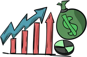 Financial Growth Chartand Money Bag Illustration PNG Image