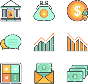 Financial Icons Set PNG Image