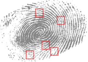 Fingerprint Analysis Red Markers PNG image with transparent background