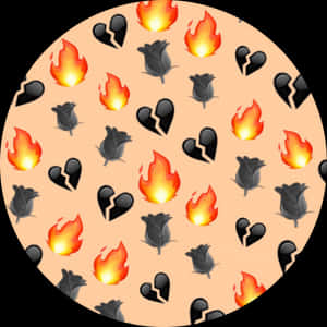 Fire_and_ Broken_ Heart_ Emoji_ Pattern PNG image with transparent background