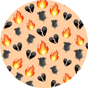 Fire_and_ Broken_ Heart_ Emoji_ Pattern PNG Image