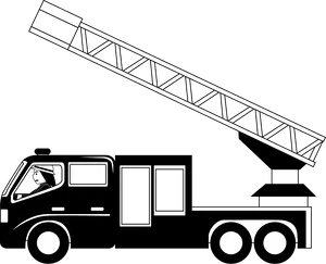 Fire Truck With Extended Ladder Vector PNG Image