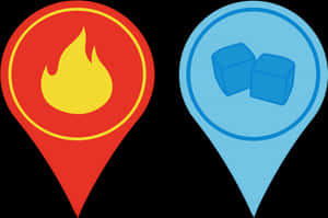 Fireand Ice Location Pins PNG image with transparent background