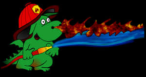 Firefighter Dragon Cartoon PNG image with transparent background