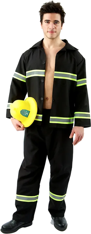 Firefighter Uniform Portrait PNG Image