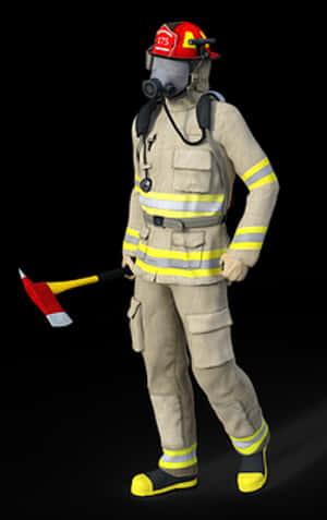 Firefighterin Full Gearwith Axe PNG image with transparent background