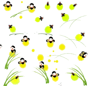 Fireflies Glowing Night Pattern PNG Image