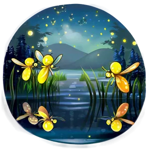 Fireflies Over Water Png Cim42 PNG Image