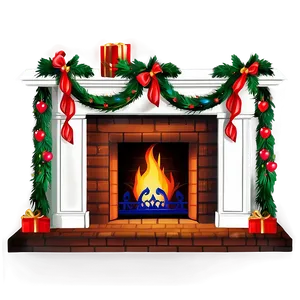 Fireplace Mantel Christmas Decoration Png Pma PNG Image