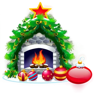 Fireplace Mantel Christmas Decoration Png Ucu PNG Image