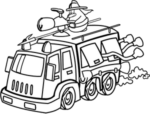 Truck Armored Gun Mounted - Firefighter Truck Clipart Black And White, HD Png Download PNG image with transparent background