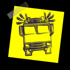 Firetruck Sketchon Yellow Background PNG with transparent background