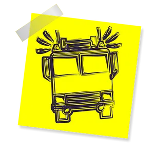 Firetruck Sketchon Yellow Background PNG Image