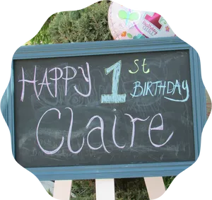 First Birthday Blackboard Celebration PNG Image