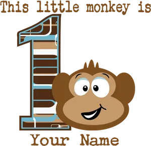 First_ Birthday_ Monkey_ Customizable_ Banner PNG Image