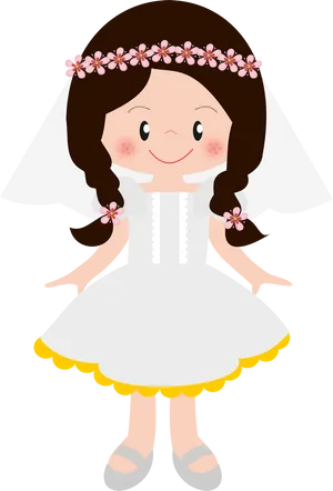 First Communion Cartoon Girl PNG Image