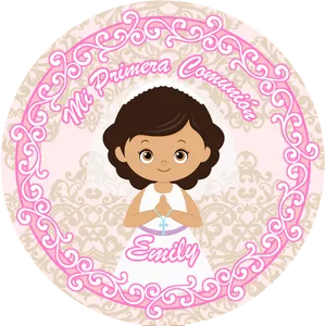 First Communion Celebration Plate Design PNG Image